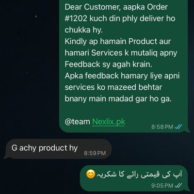 WhatsApp review from Mr. Nadeem