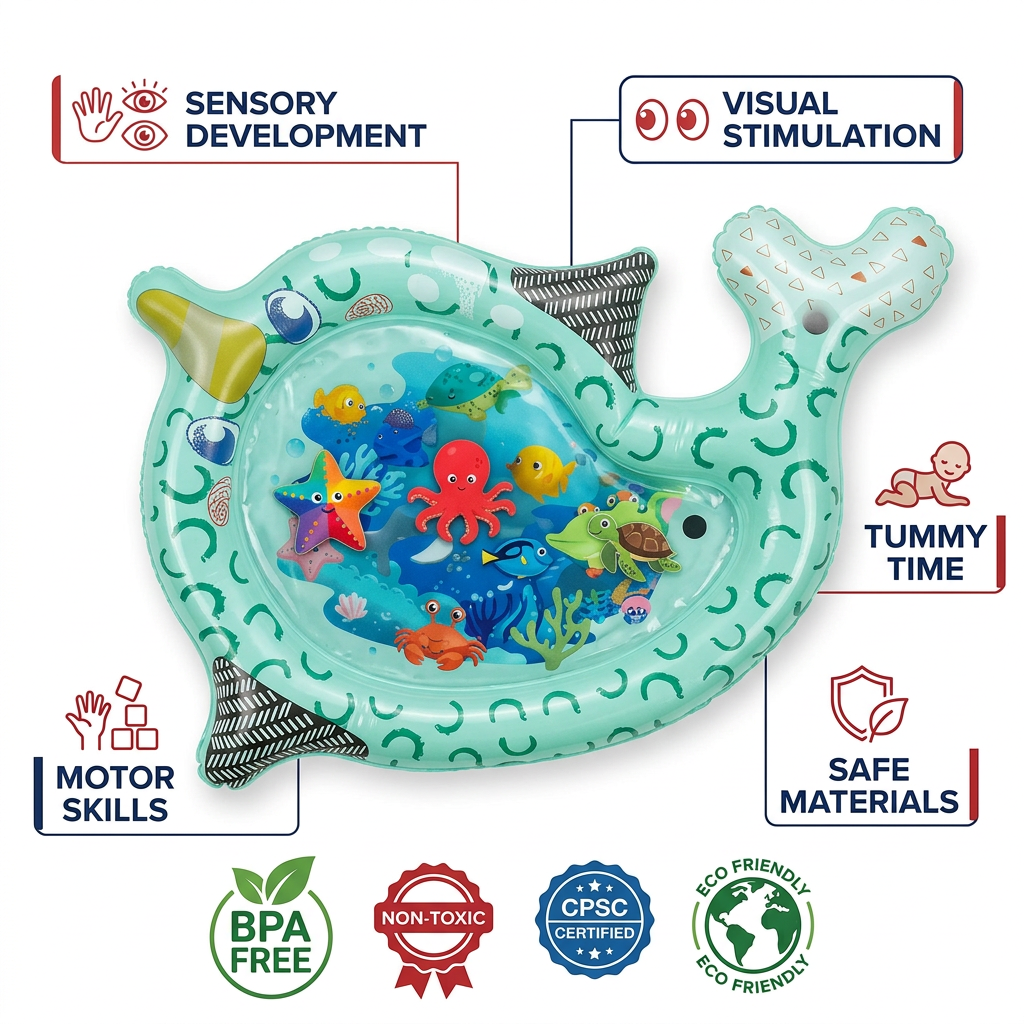 Inflatable Baby Water Mat | Fish Shape | Free Air Pump