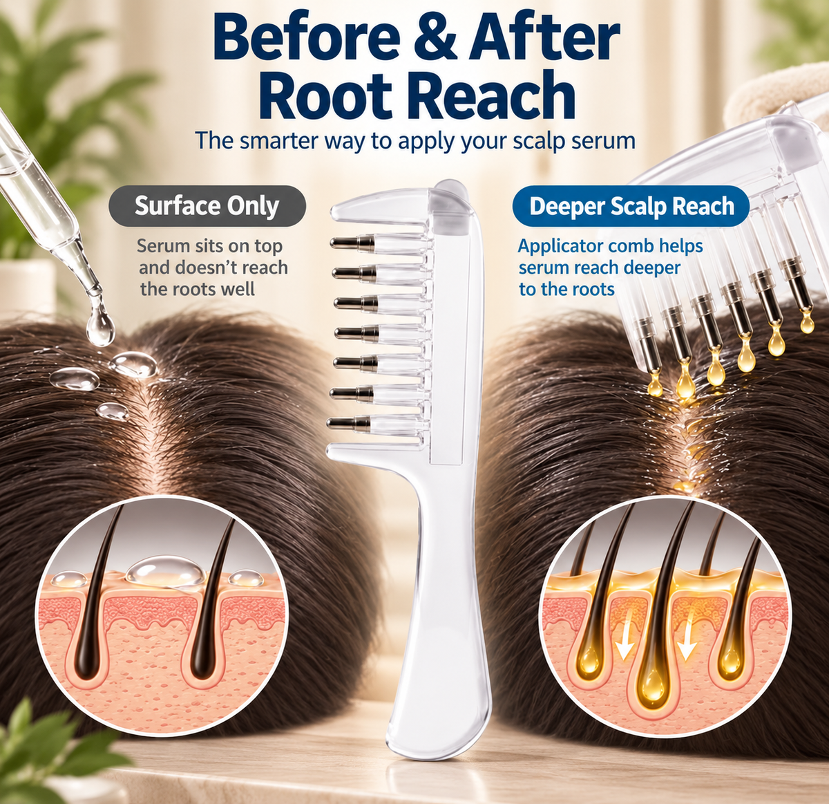 Oil Applicator Comb | Mess Free Scalp Massage