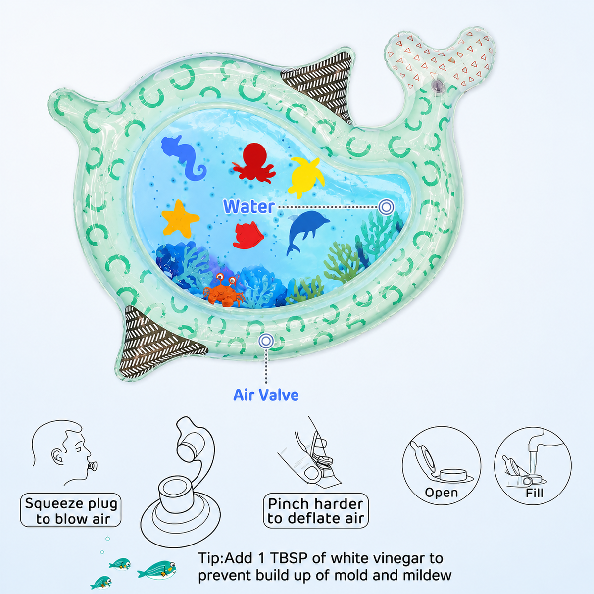 Inflatable Baby Water Mat | Fish Shape | Free Air Pump