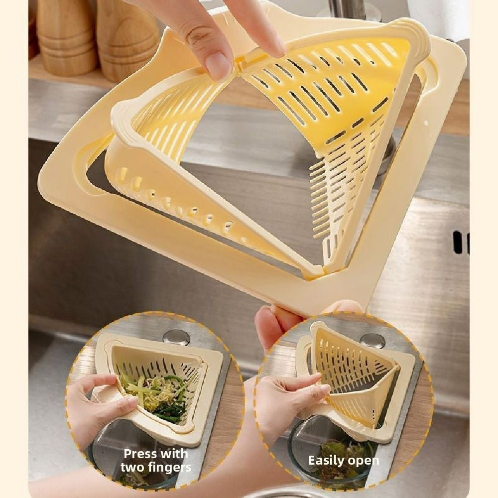 Magnetic Drainage & Filter Basket | Triangular Kitchen Sink Strainer | Punch-Free Installation