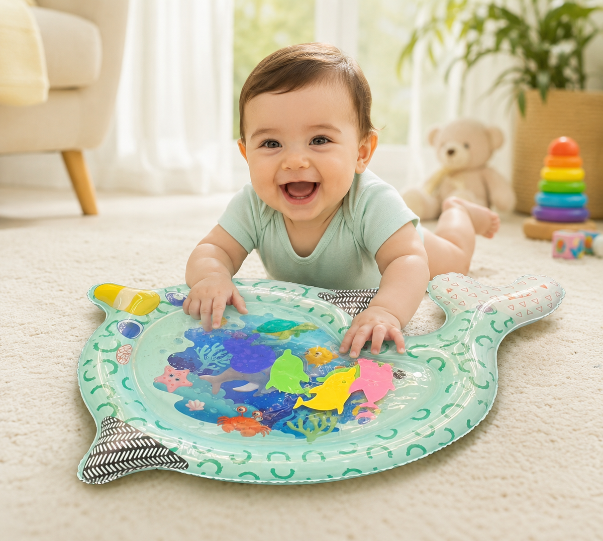 Inflatable Baby Water Mat | Fish Shape | Free Air Pump