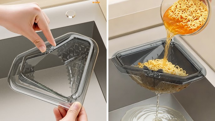 Magnetic Drainage & Filter Basket | Triangular Kitchen Sink Strainer | Punch-Free Installation