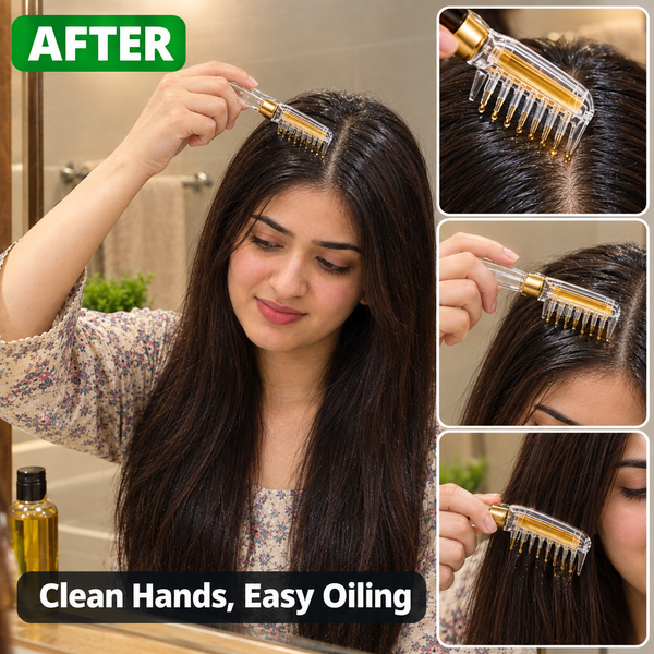 After using Oil Applicator Comb | Mess Free Scalp Massage