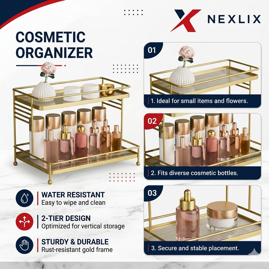Luxury | Gold Cosmetic Organizer Rack