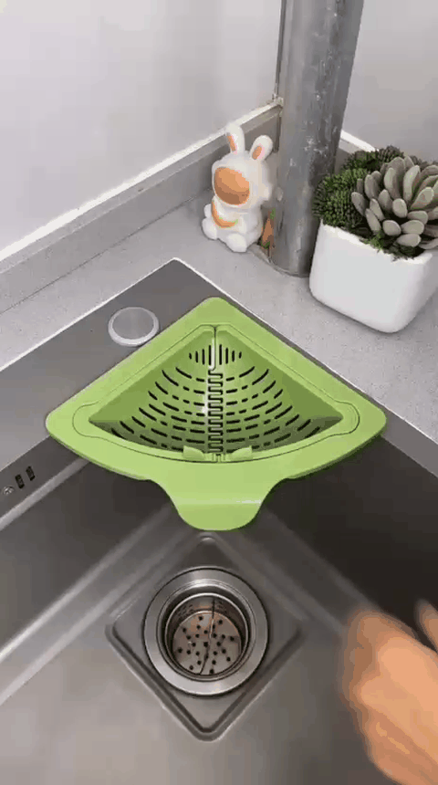 Magnetic Drainage & Filter Basket | Triangular Kitchen Sink Strainer | Punch-Free Installation