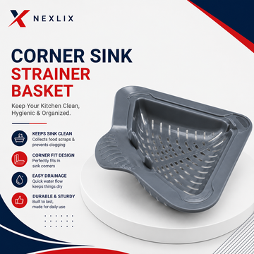 Magnetic Drainage & Filter Basket | Triangular Kitchen Sink Strainer | Punch-Free Installation