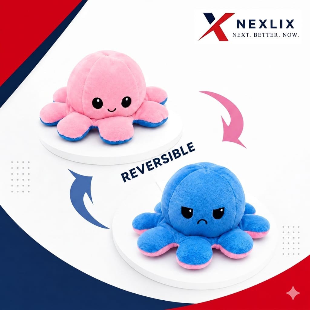 Reversible Flip Octopus Plush Stuffed Toy